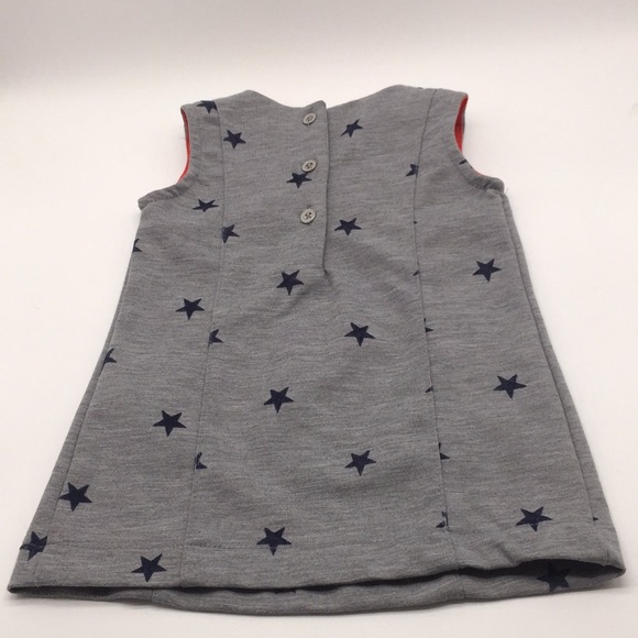 Tommy Hilfiger Infant Girls Jumper Dress Grey with Navy Stars Size 6-9 Months - Picture 4 of 8